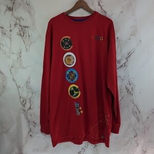 Coogi T Shirt Mens 4XL Red Embroidered Logo Long Sleeve Spellout Vtg Rare Tee